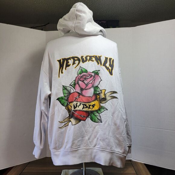 Heavenly Vibes Graphic LS Full Zip Hoodie / Jacket White - Picture 1 of 6